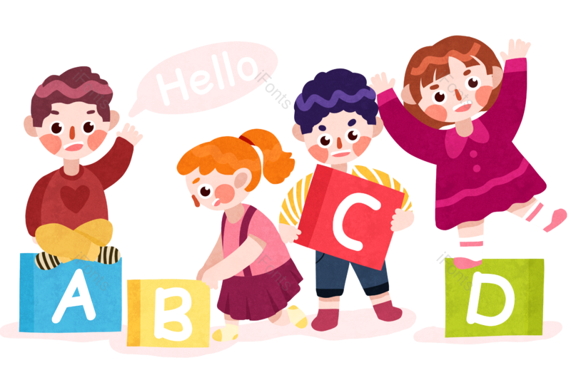 卡通图片,儿童元素,字母PNG,手绘免抠素材